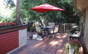 Deck with Tiger Decking & flower box